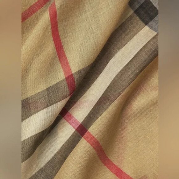 Burberry Check Wool-Silk Scarf, Archive Beige, OneSize - Picture 4 of 9